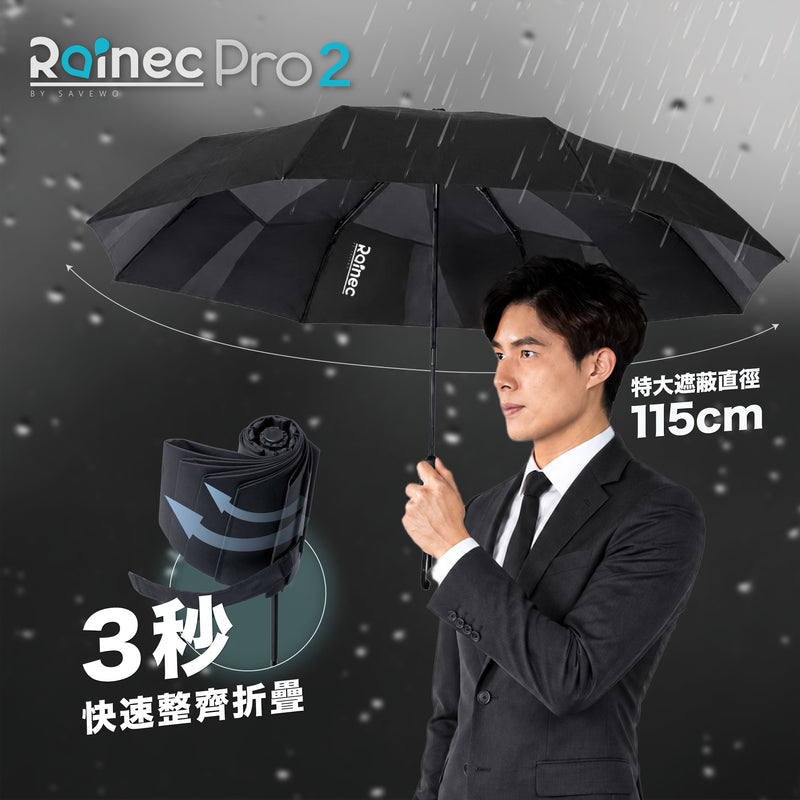 Savewo Rainec Pro 2 快速安全自動摺疊遮 (典雅黑)