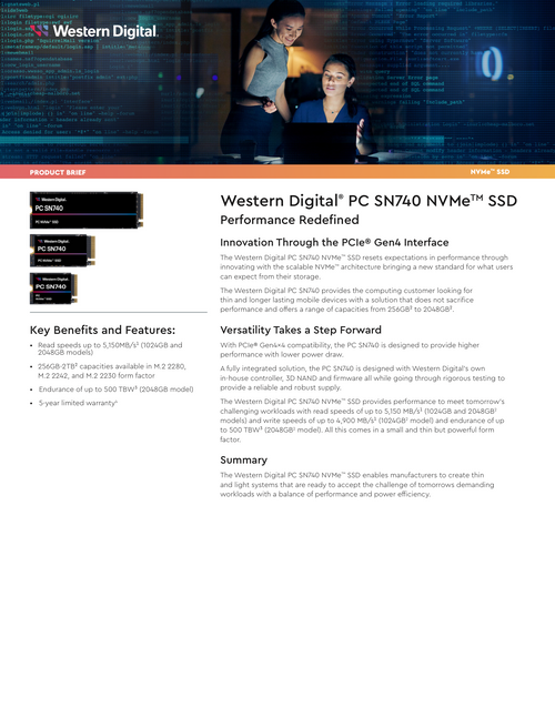 Western Digital PC SN740 M.2 2230 NVMe SSD