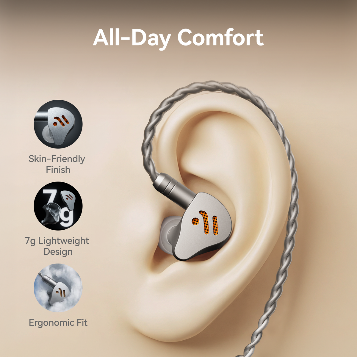 Fosi Audio IM4 開放式入耳式耳機 佩戴示意