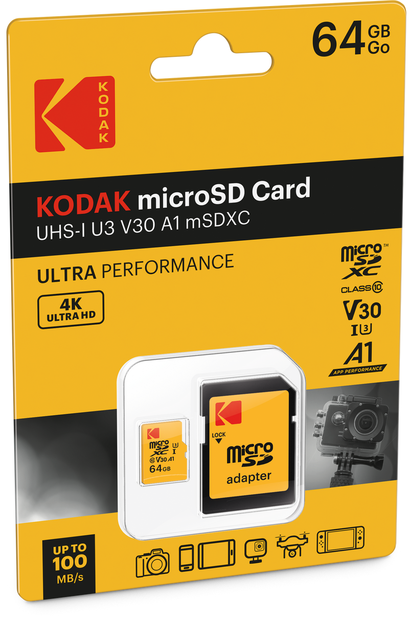 KODAK ULTRA PERFORMANCE microSDXC 記憶卡 64GB（UHS-I U3 V30 A1，4K）