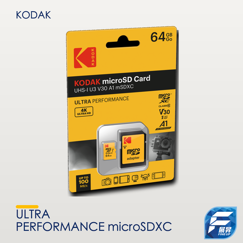 KODAK ULTRA PERFORMANCE microSDXC 記憶卡 64GB（UHS-I U3 V30 A1，4K）