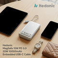 Hedonic P721P 10000mAh MagSafe 15W 磁吸自帶線支架行動電源｜PD 20W・CCC QR Code
