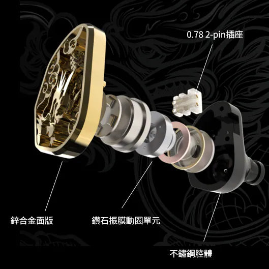 唐族 李治 鑽石振膜動圈入耳式耳機－產品圖片 3