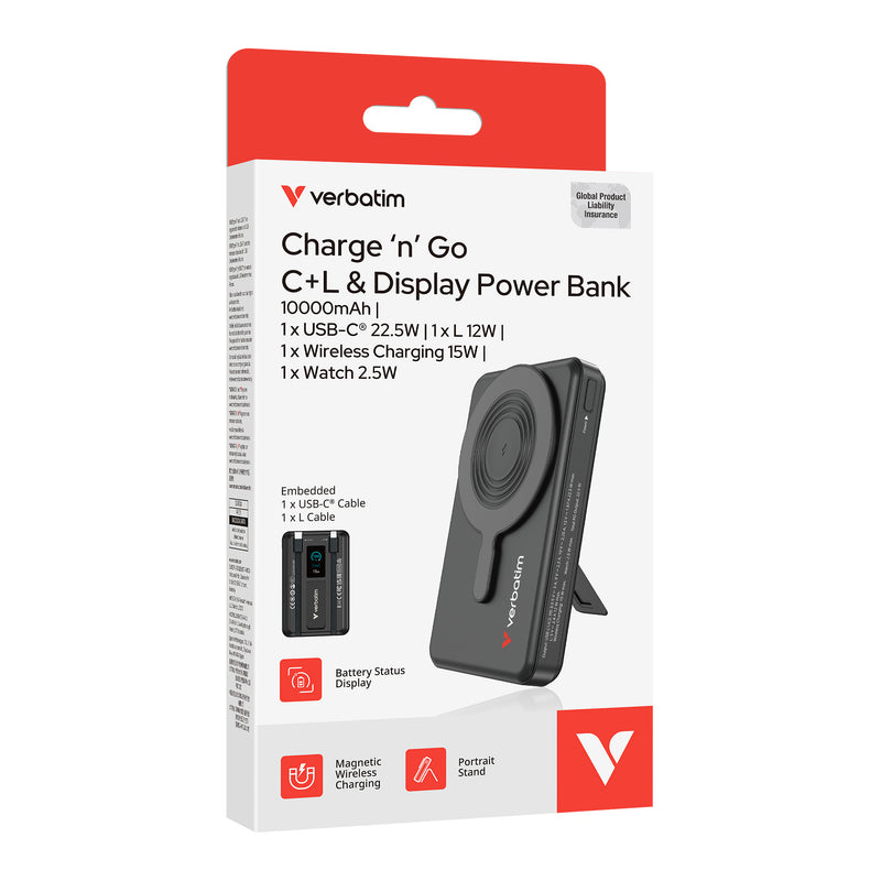 Charge ‘n’ Go 10000mAh C+L 及LED螢幕 流動充電池